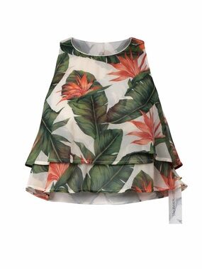 Show Me Your Mumu Small Tropical Crop Top Sheer Layered Ruffle Cover Up